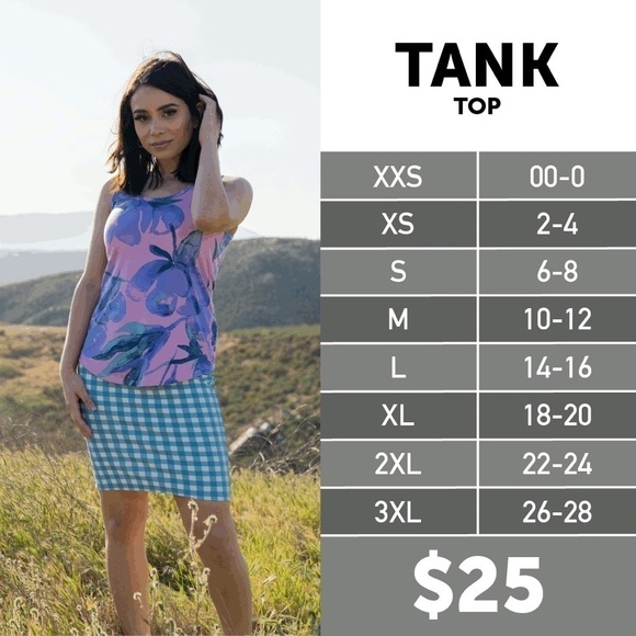 Lularoe/ White with blue flowers crew neck Tank Top - Picture 5 of 5